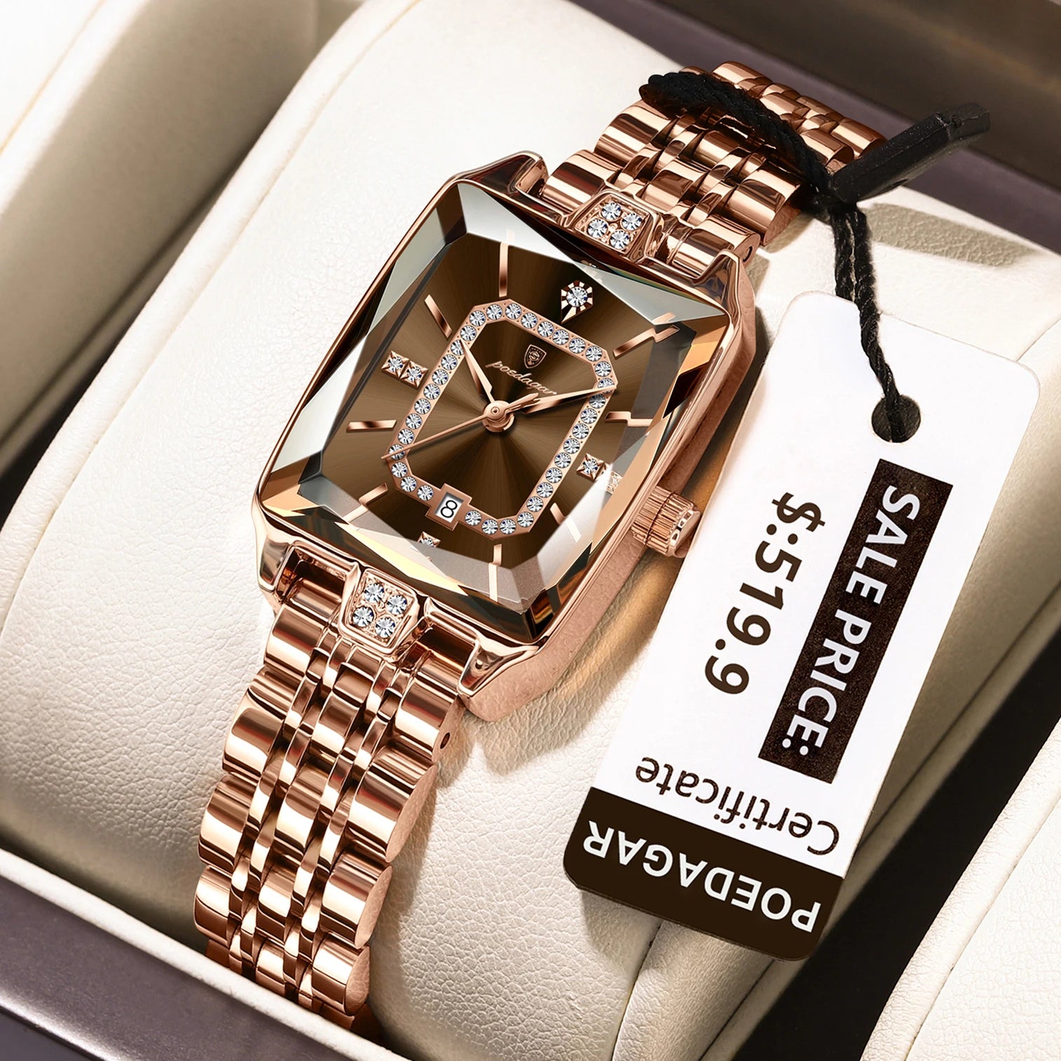 POEDAGAR Women's Luxury Watch Elegant Stainless Steel Waterproof Quartz Wristwatch with Date Display