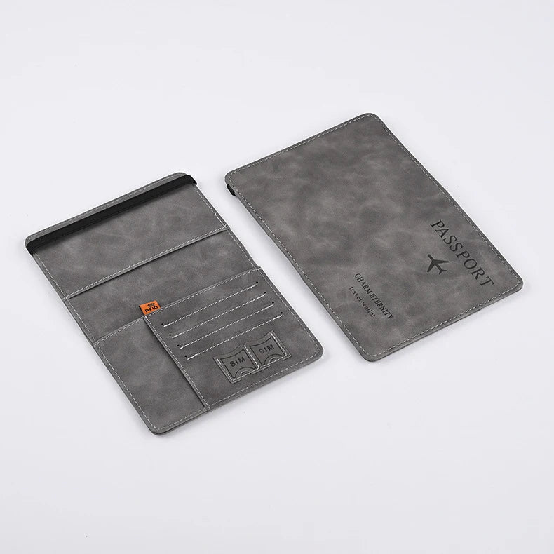 Men PU Leather Passport Wallet Travel Document Holder Card Case for Business & Leisure