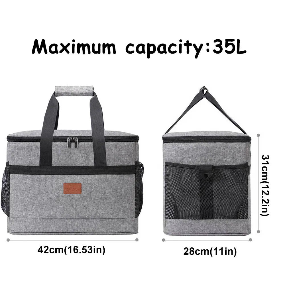 35L Large Collapsible Insulated Cooler Bag for Picnic Camping BBQ Travel Lunch & Family Use
