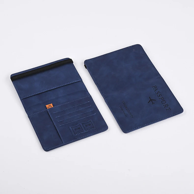 Men PU Leather Passport Wallet Travel Document Holder Card Case for Business & Leisure