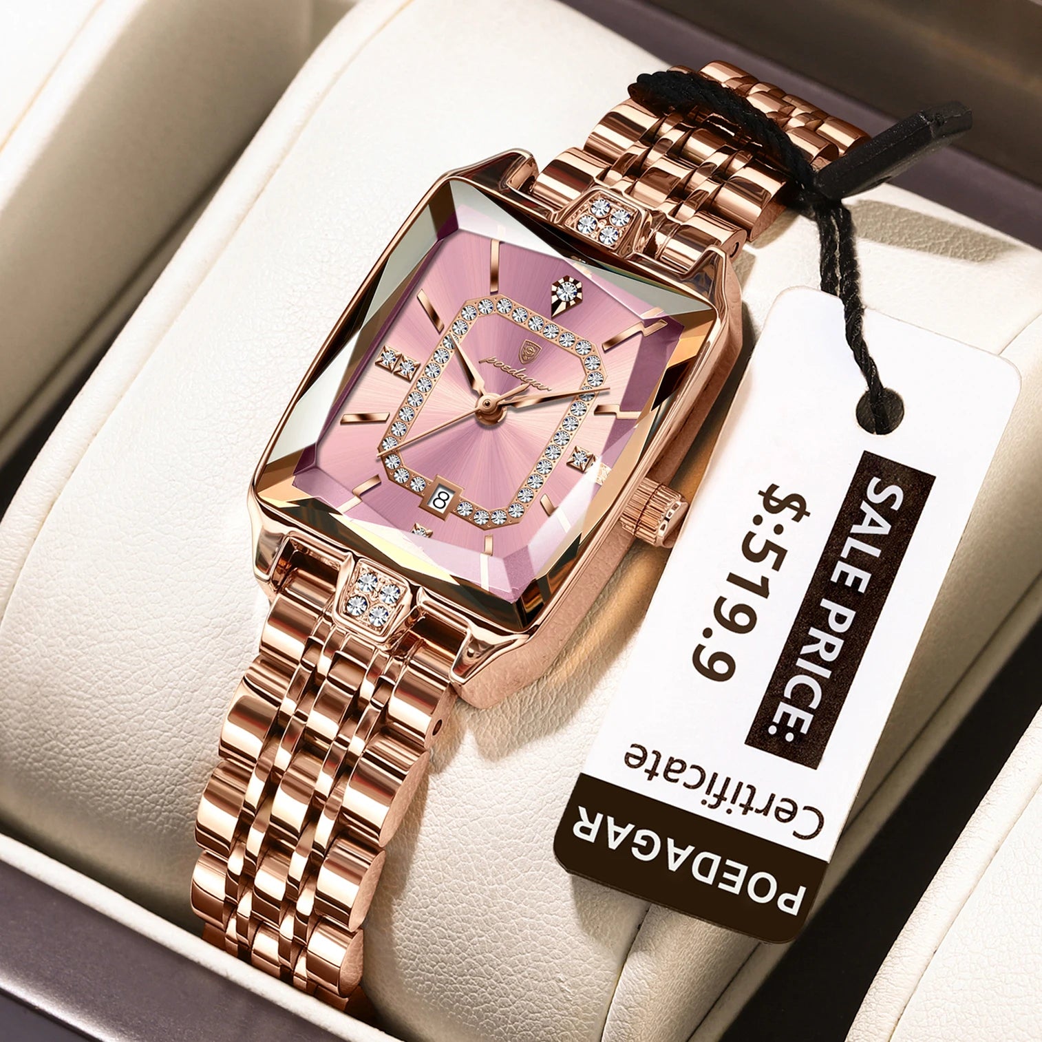 POEDAGAR Women's Luxury Watch Elegant Stainless Steel Waterproof Quartz Wristwatch with Date Display