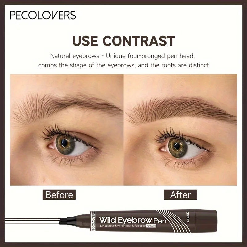 Waterproof Eyebrow Tattoo Pen with 4 Split Tip Liquid Applicator for Natural Long-Lasting Brows
