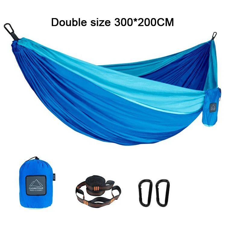 Portable Nylon Parachute Hammock Single & Double Sizes for Camping, Hiking, Travel and Outdoor Usage
