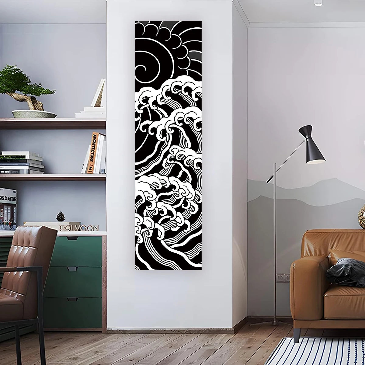 Japanese Ocean Waves Tapestry Red Sun Scenic Wall Hanging Home Bedroom Living Room Decoration
