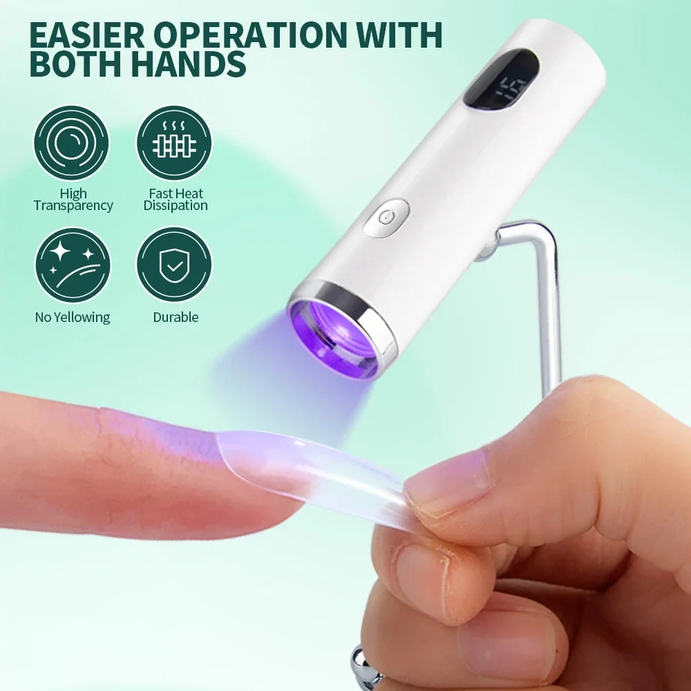 Portable UV Nail Cure Lamp with Magnetic Stand Rechargeable Mini Nail Dryer for Gel Polish & Tips