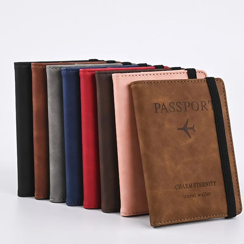 Men PU Leather Passport Wallet Travel Document Holder Card Case for Business & Leisure