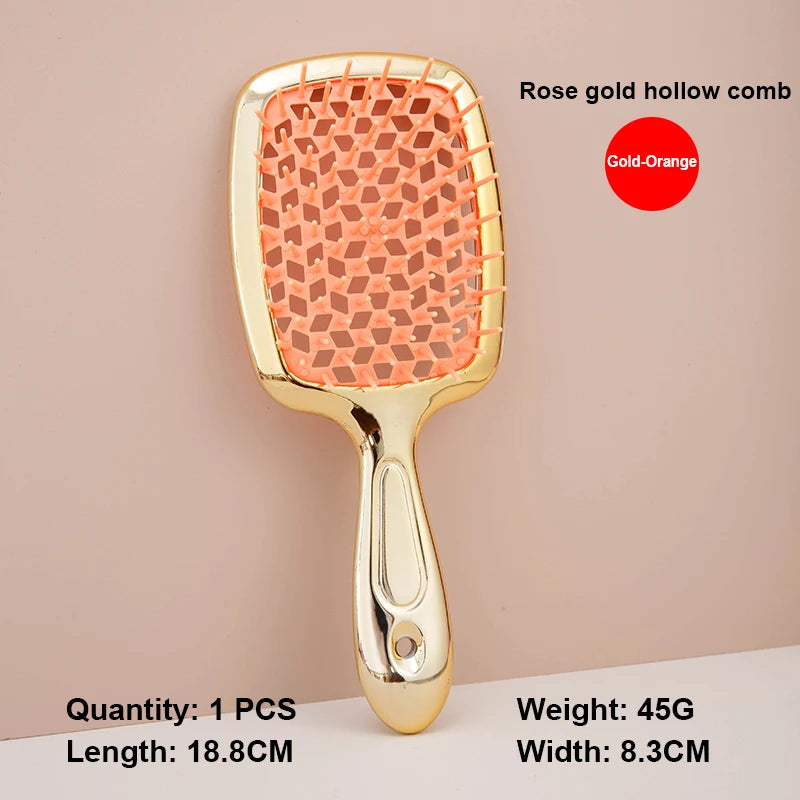 Air Cushion Anti-Static Hair Brush for Wet & Curly Hair, Hollow Out Detangling Comb for Salon Use