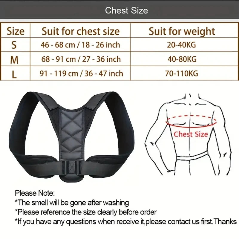 Back Posture Correction Belt Adjustable Unisex Spine Support Brace for Hunchback & Sitting Posture