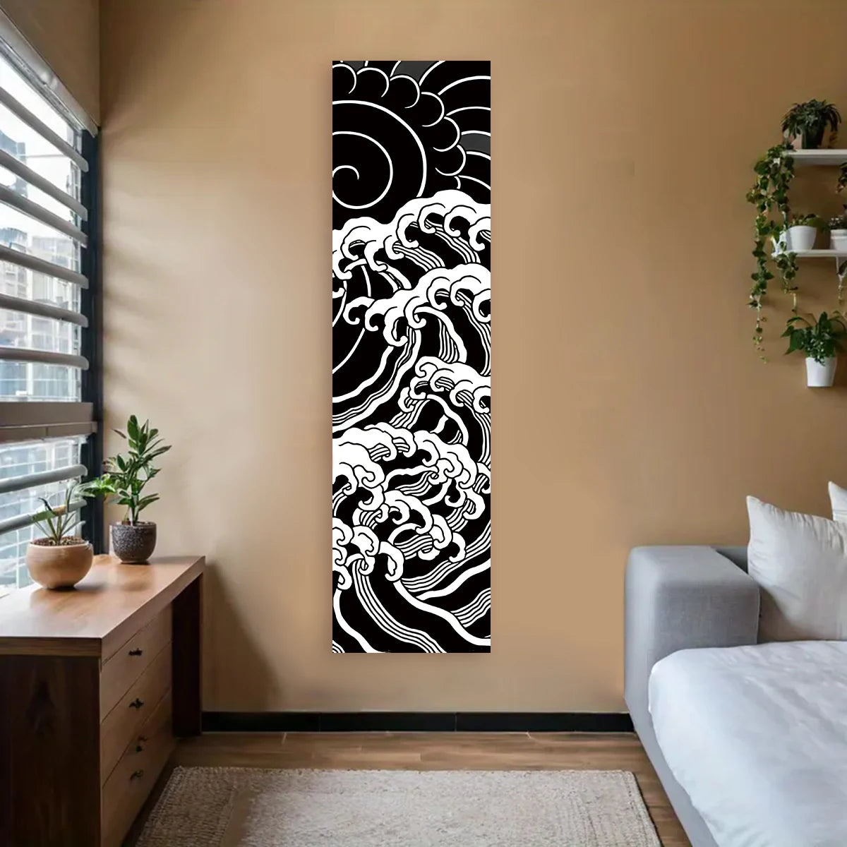 Japanese Ocean Waves Tapestry Red Sun Scenic Wall Hanging Home Bedroom Living Room Decoration