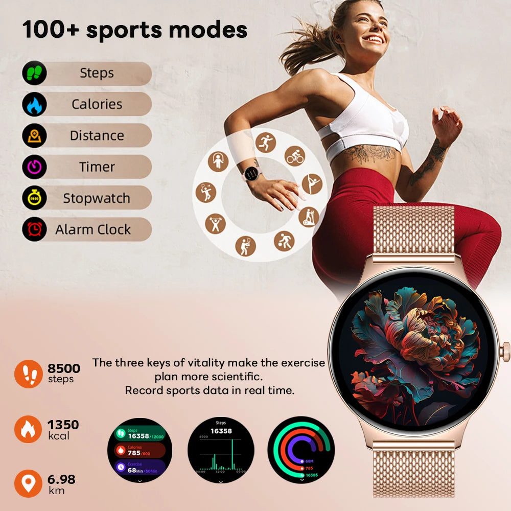 Ultra Thin Smart Watch Women 1.43 Inch AMOLED Screen Bluetooth Call Fashion Fitness Smartwatch