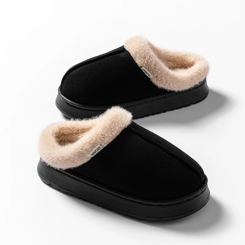 Women's Winter Autumn Non-Slip Indoor Slippers Plush Fleece Lined Warm Cotton House Shoes Comfort