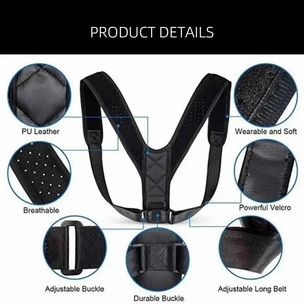 Back Posture Correction Belt Adjustable Unisex Spine Support Brace for Hunchback & Sitting Posture