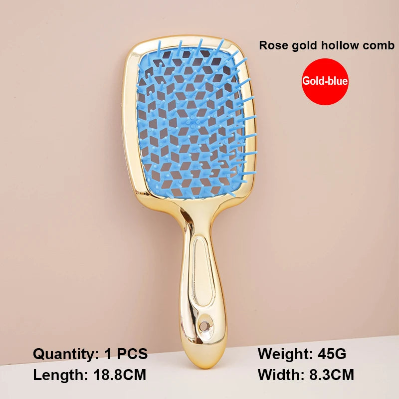 Air Cushion Anti-Static Hair Brush for Wet & Curly Hair, Hollow Out Detangling Comb for Salon Use