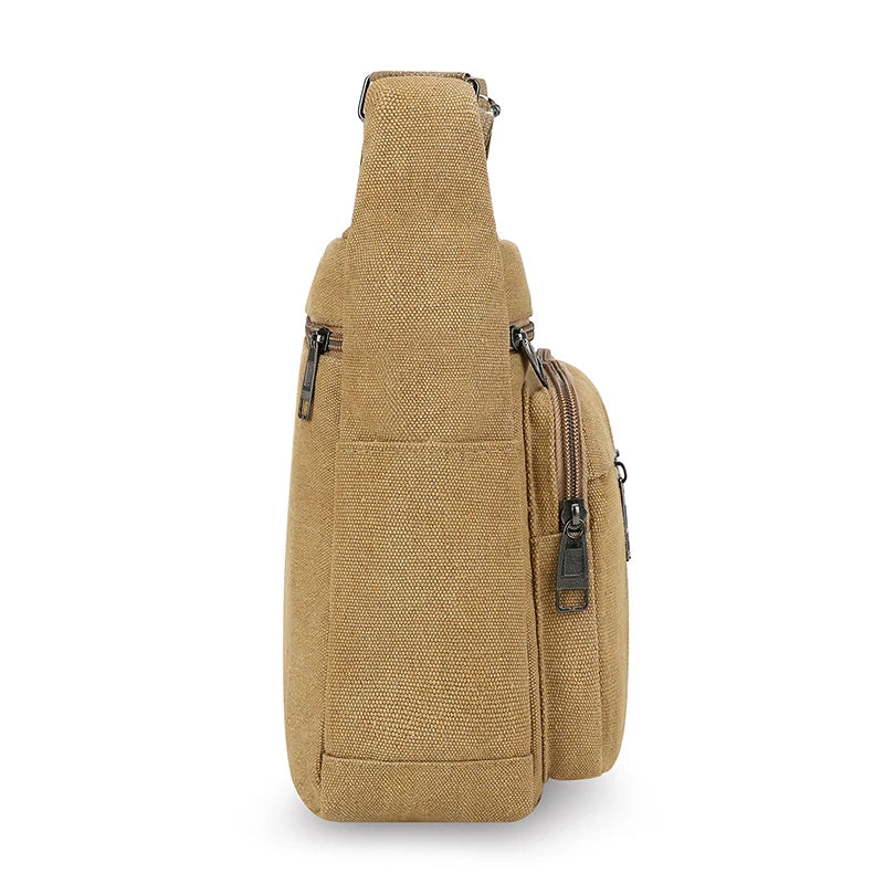 Men's Canvas Shoulder Bag Casual Tote Crossbody Travel Messenger Handbag Fashion High Quality