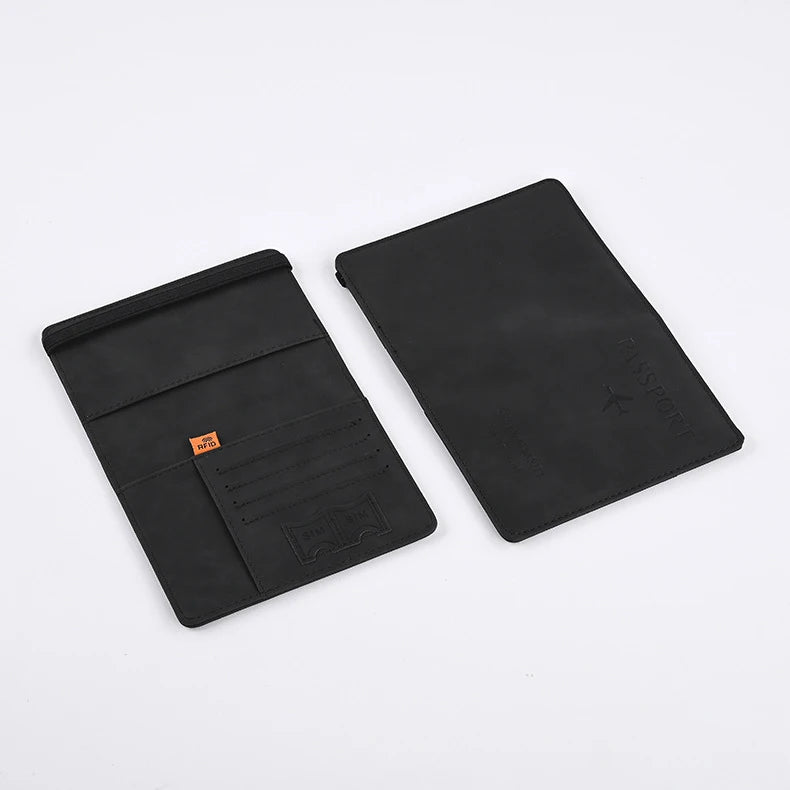 Men PU Leather Passport Wallet Travel Document Holder Card Case for Business & Leisure