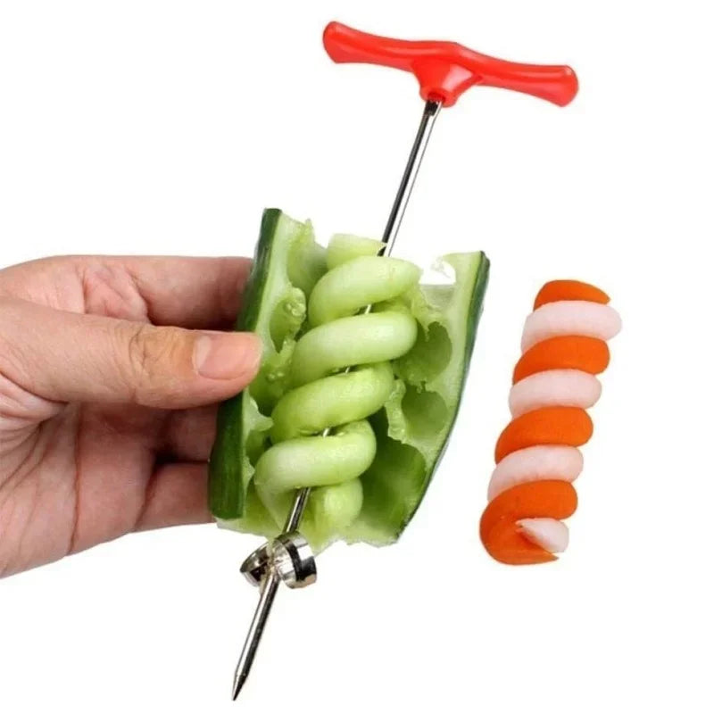 Spiral Vegetable Cutter Manual Stainless Steel Slicer for Potatoes Carrots Cucumbers Kitchen Tool