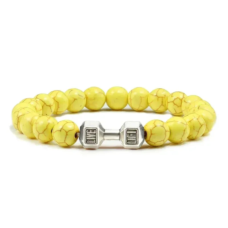 Lava Bracelet – Black Volcanic Stone with Matte Dumbbell Beads