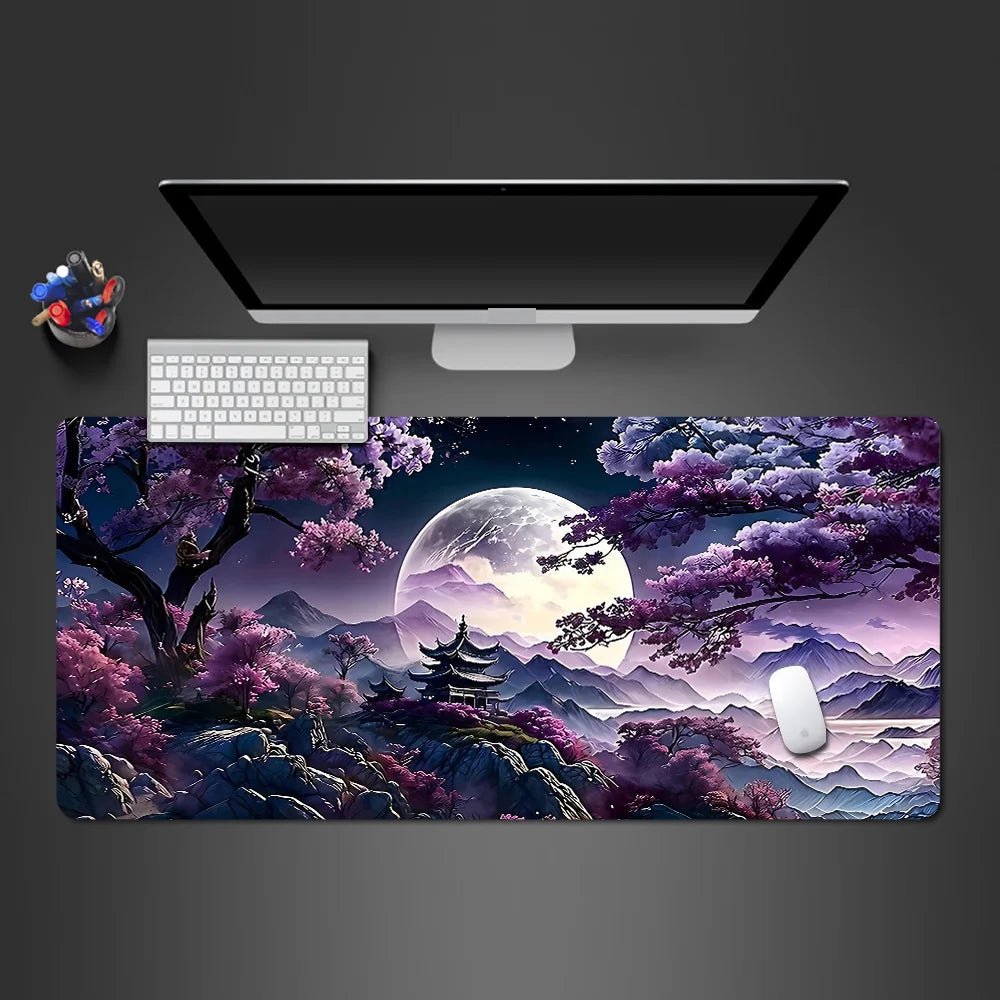 Sakura Landscape Large Desk Mouse Pad in Varied Sizes for Gaming Accuracy and Office Productivity