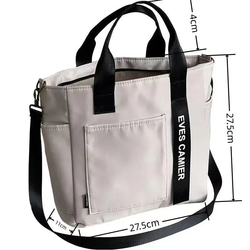 New Casual Tote Large Capacity Shoulder Bag – Waterproof Nylon Canvas Messenger Bag for Schoolgirls