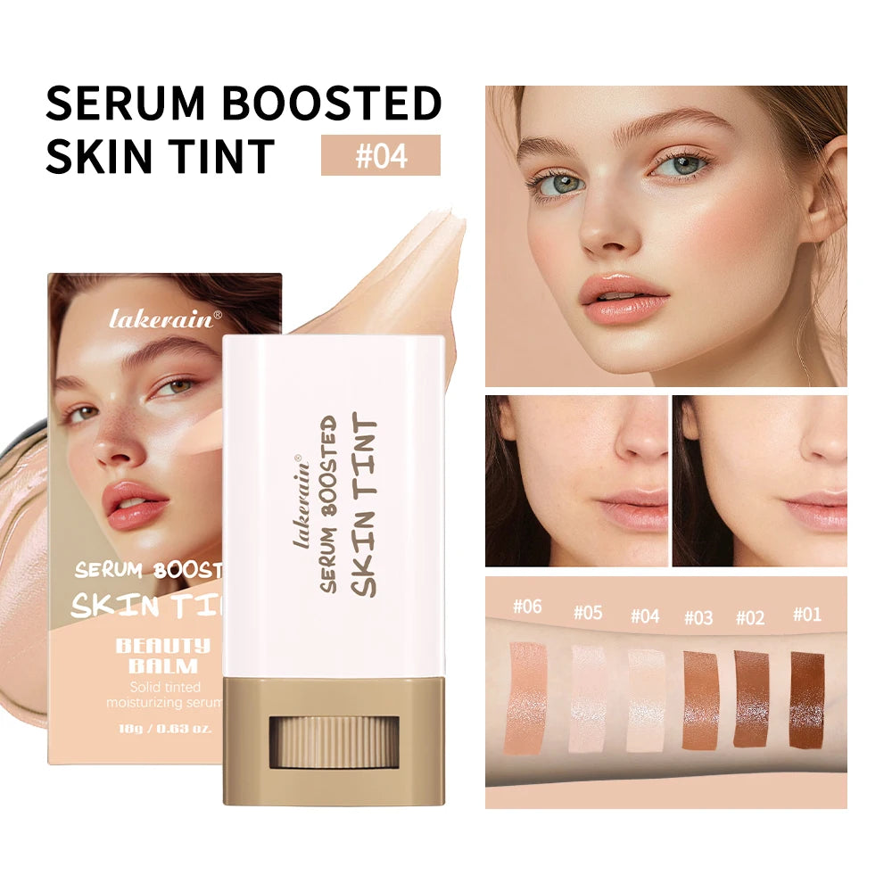LAKERAIN Serum Boosted Skin Tint Balm Stick Foundation with Hydrating Plumping Radiant Coverage