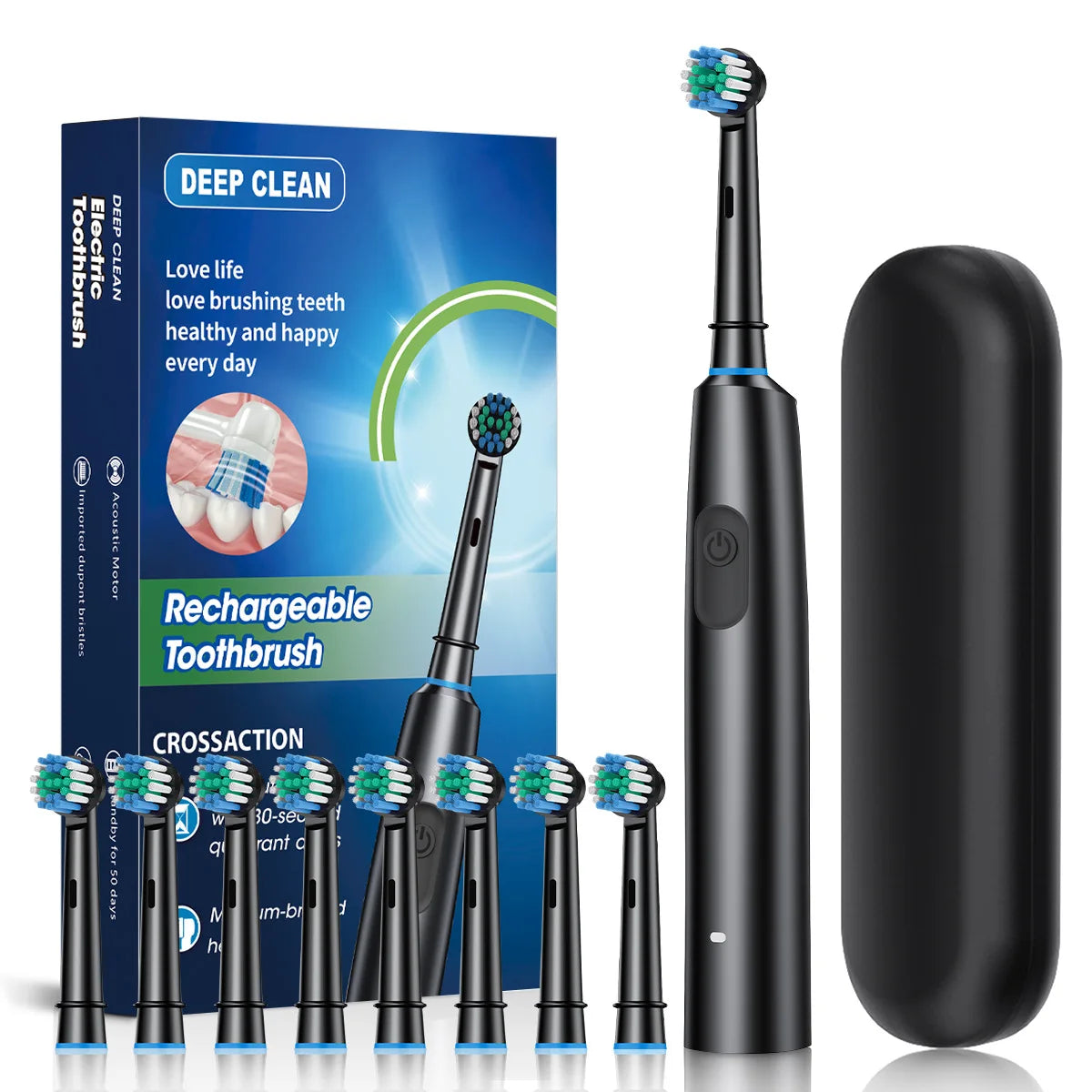Electric Toothbrush rechargeable for adults with teeth whitening plaque removal 5 modes and 8 heads