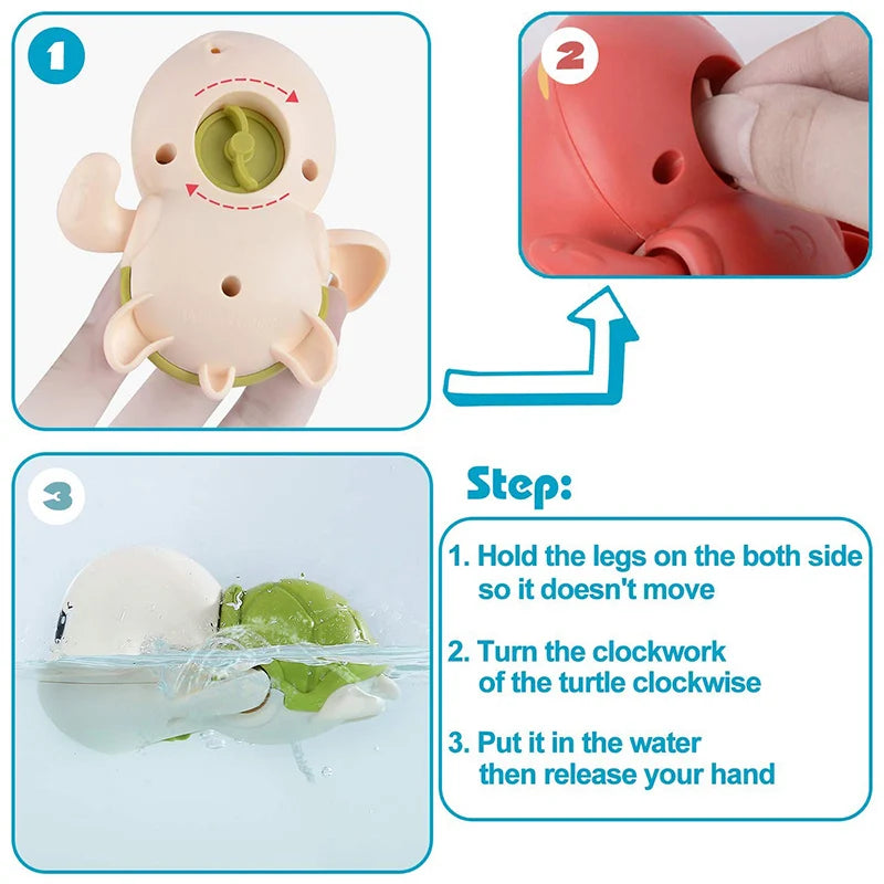 Baby Bath Toys Swimming Turtle Whale Clockwork Water Toys for Kids Bath Pool Beach Play