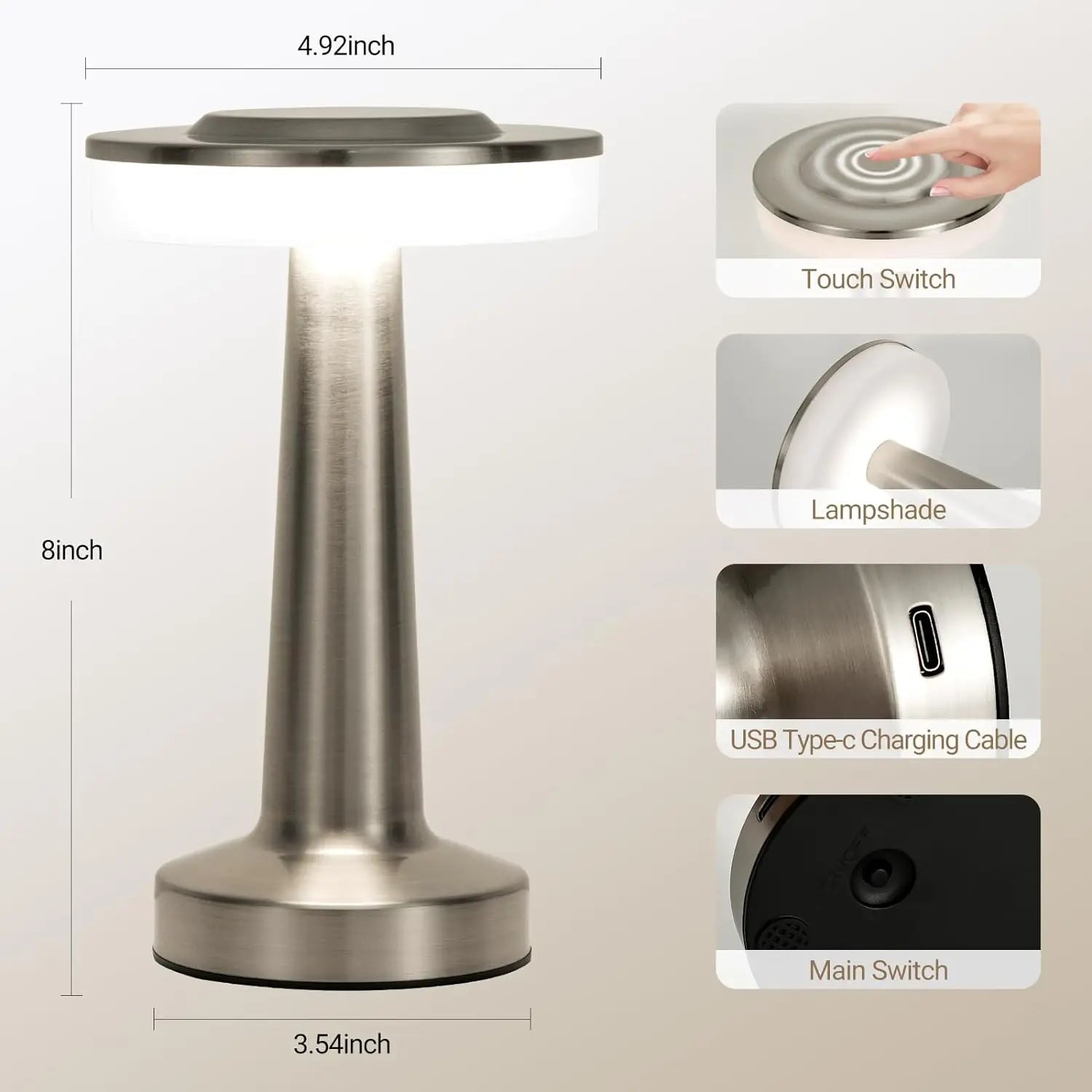 Stylish LED Table Lamp – Rechargeable Night Light for Ambient Room Lighting