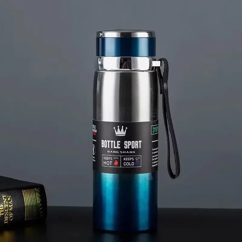 Thermal Water Bottle 1000ml – Stainless Steel Vacuum Flask Keeps Drinks Hot or Cold 12h