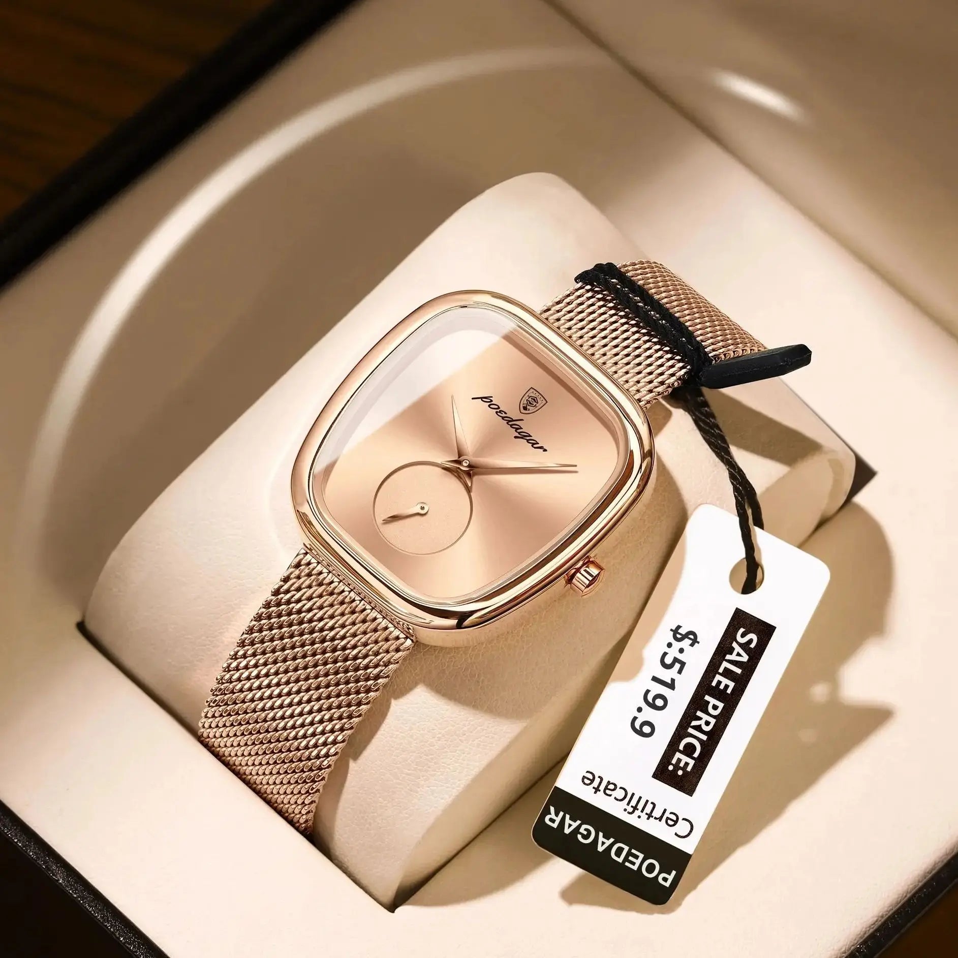POEDAGAR Elegant Stainless Steel Mesh Ladies Quartz Watch Waterproof Fashion Casual Women’s Reloj