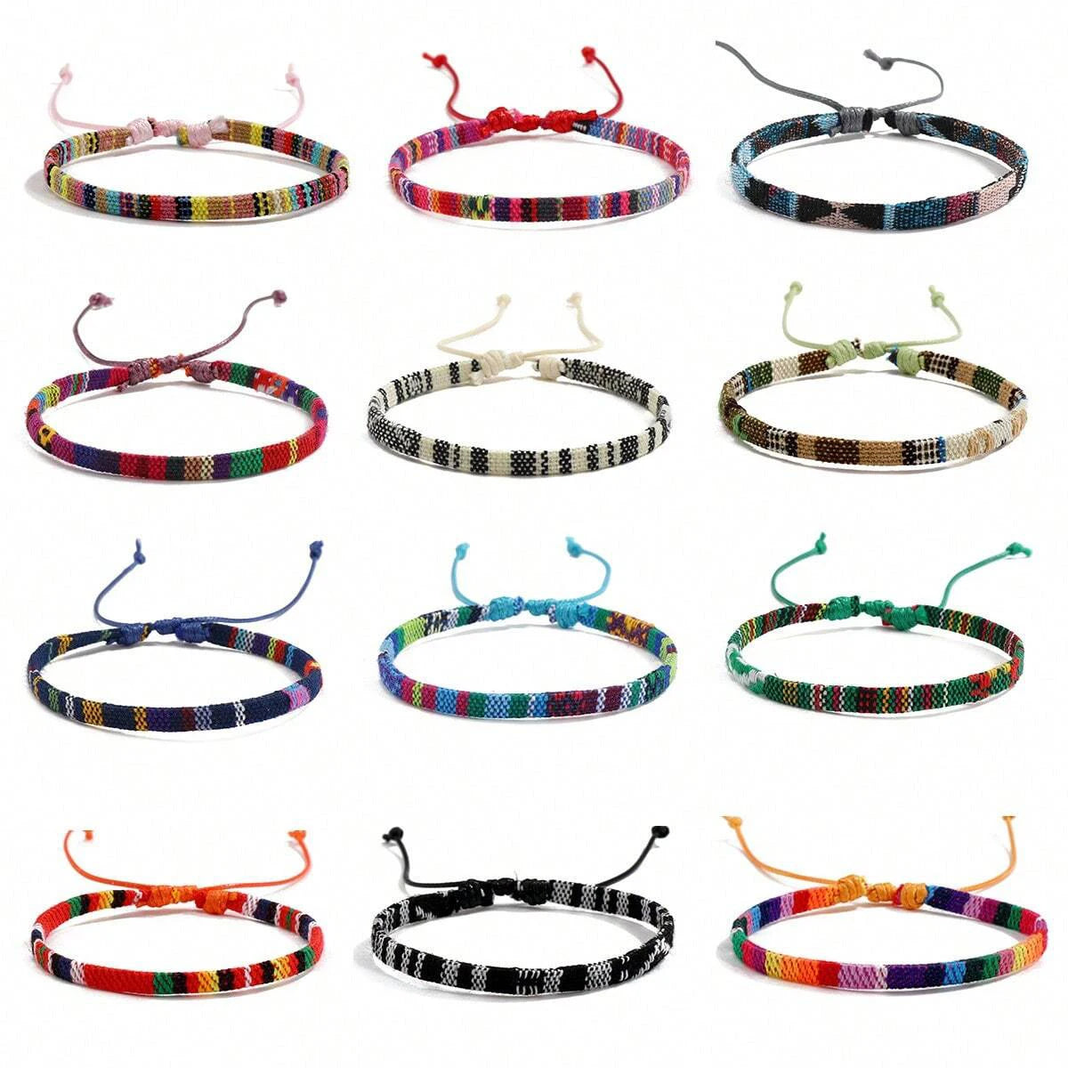 12pcs Surfer Beach Bracelet Set for Men & Women Handmade Braided Summer Festival Jewellery
