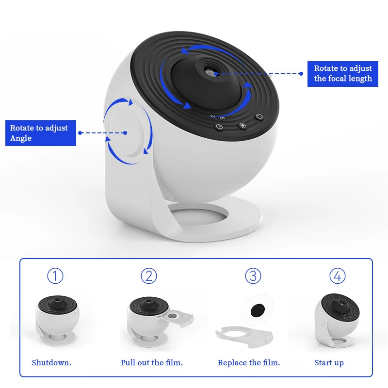 Night Light Galaxy Projector 360° Rotating Starry Sky Lamp for Bedrooms, Weddings & Valentines Gifts
