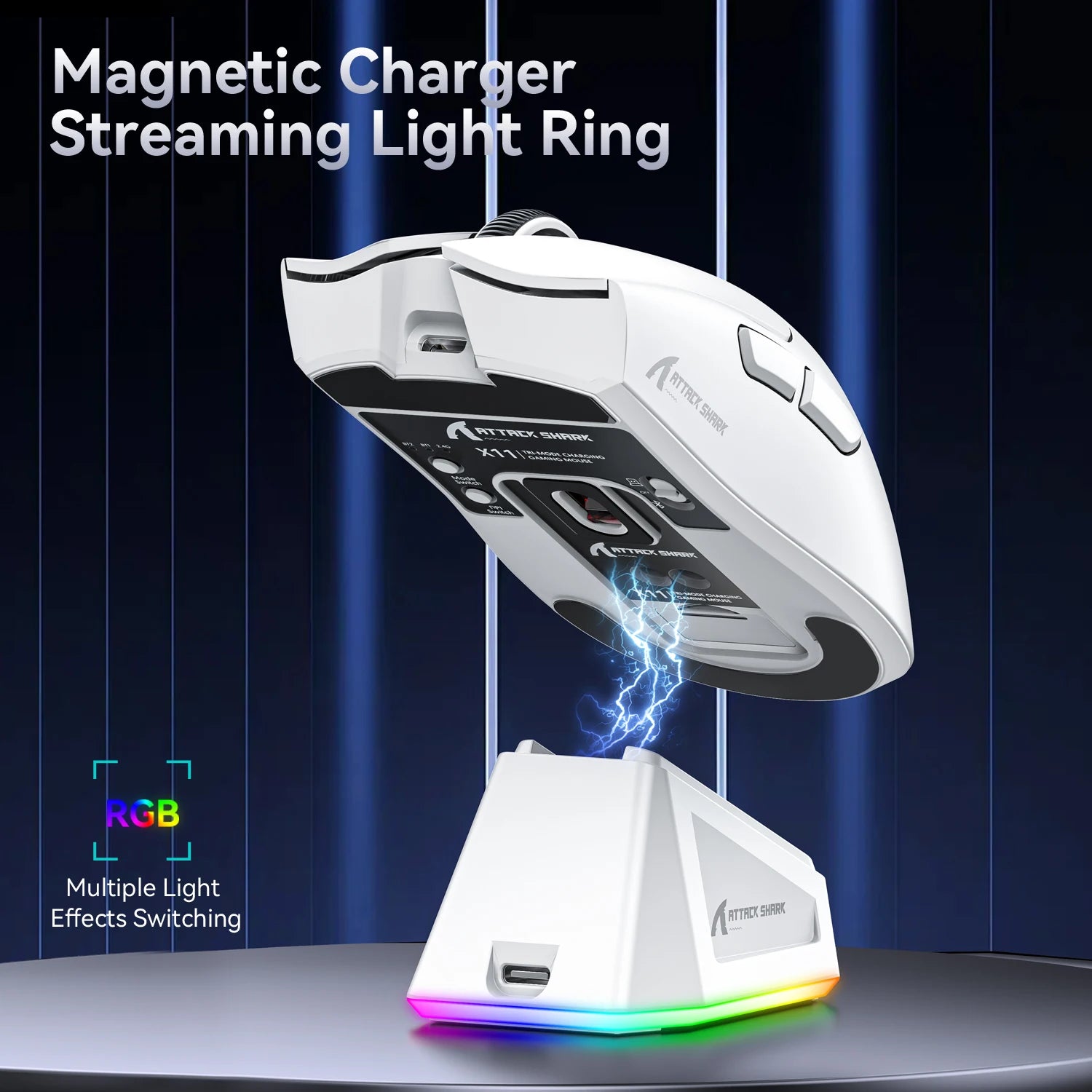 ATTACK SHARK X11 Wireless Gaming Mouse 22000DPI RGB Lightweight Tri-Mode with Charging Base