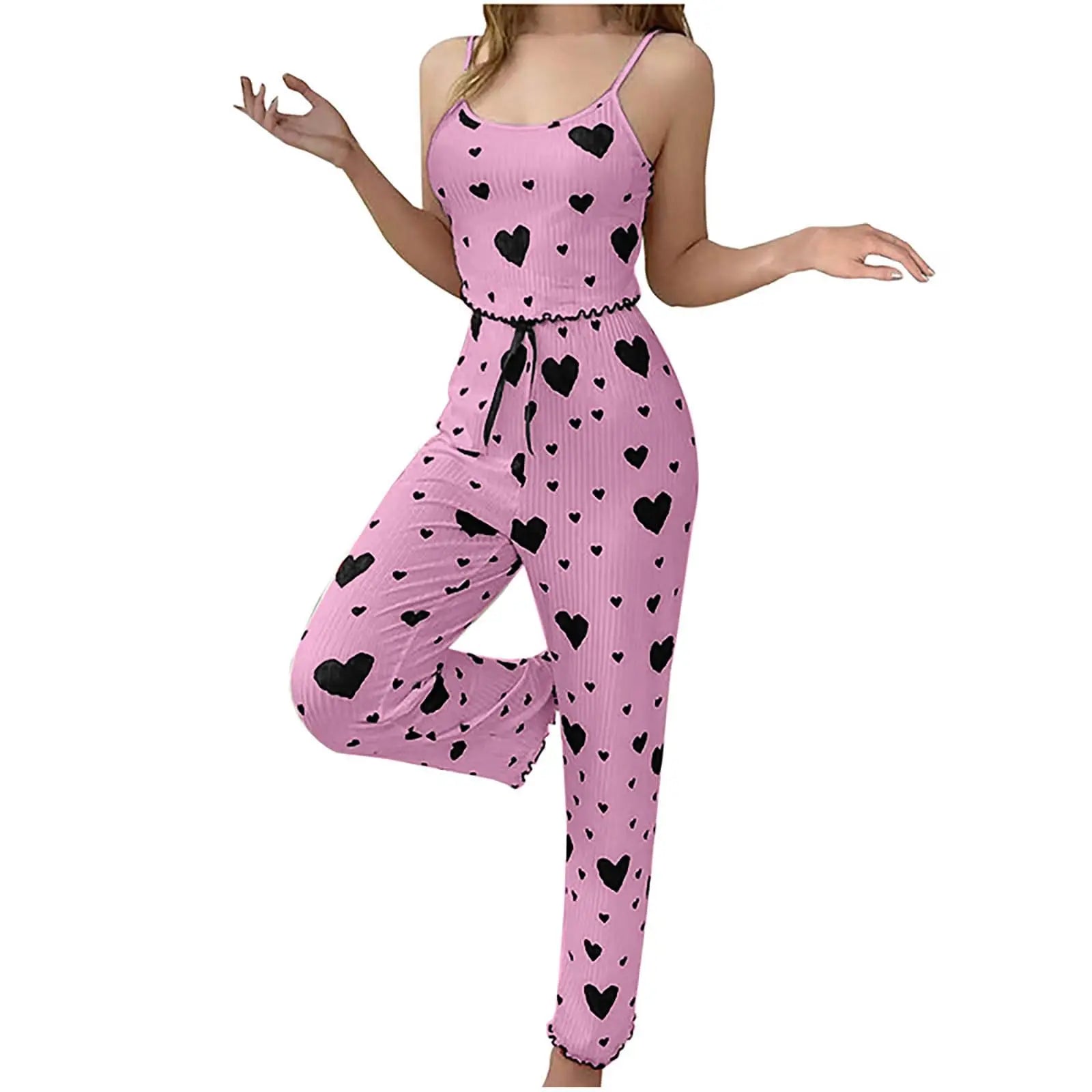Plus Size Women's Pyjama Set 2-Piece Soft Breathable Vest and Trousers Sleepwear Lounge Nightwear XL