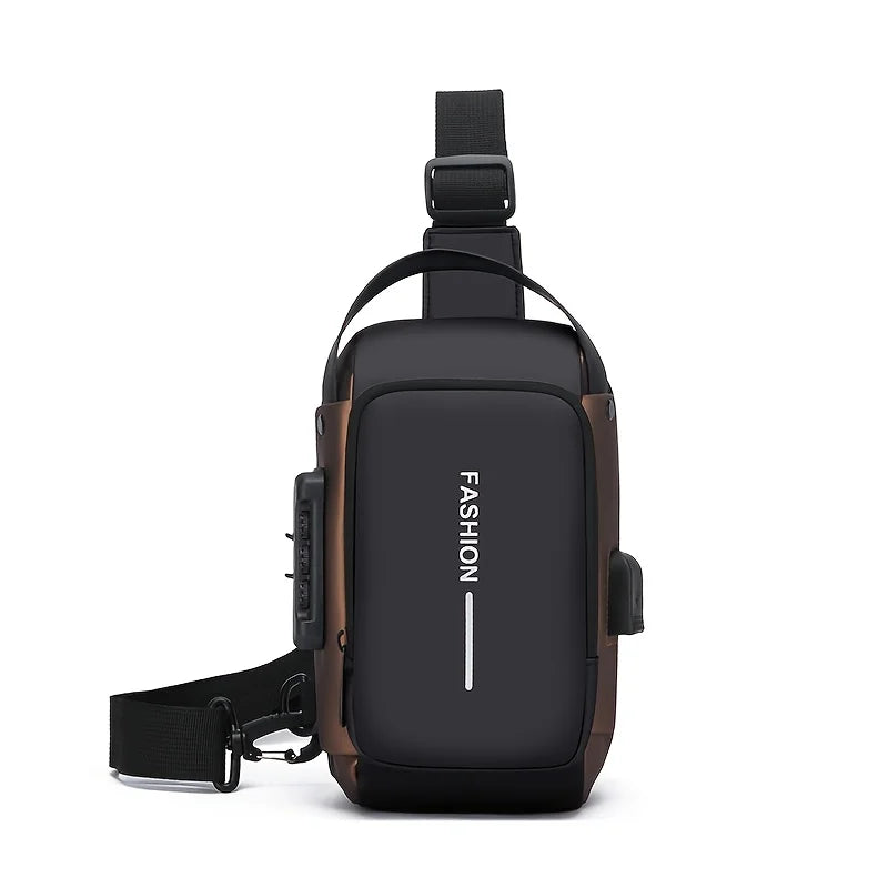 Durable Oxford Fabric Men's Sling Bag – Stylish Motorcycle Crossbody Chest Pack with Phone Pocket