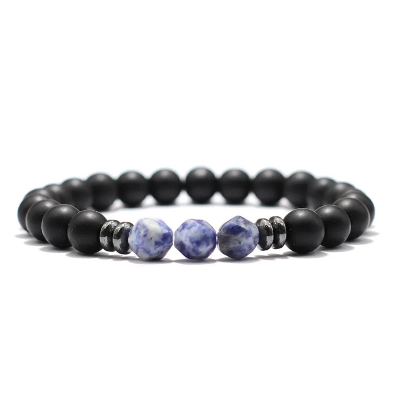 FASHION MENS BRACELET ONYX TIGER EYE SODALITE BEADED BRACELET UNISEX TRENDY FASHION ACCESSORY