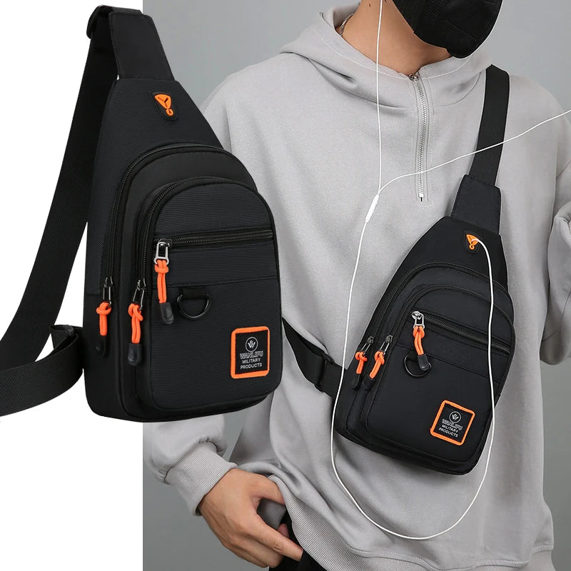 Men's Outdoor Hiking Crossbody Bag Waterproof Sports Chest Shoulder Bag Travel Backpack Casual