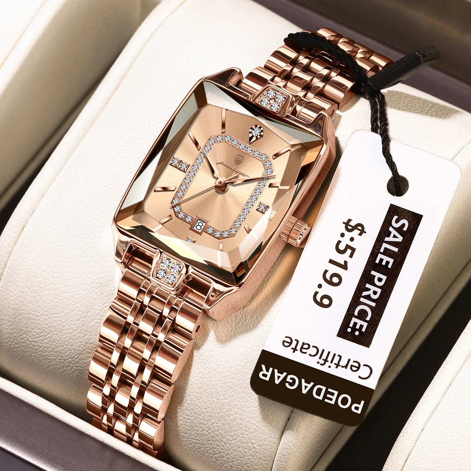 POEDAGAR Women's Luxury Watch Elegant Stainless Steel Waterproof Quartz Wristwatch with Date Display
