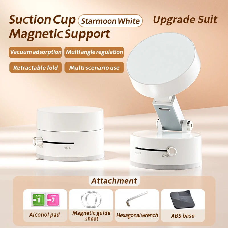 Foldable Magnetic Phone Holder Mini Vacuum Double-Sided Suction Cup Stand for all Smartphones