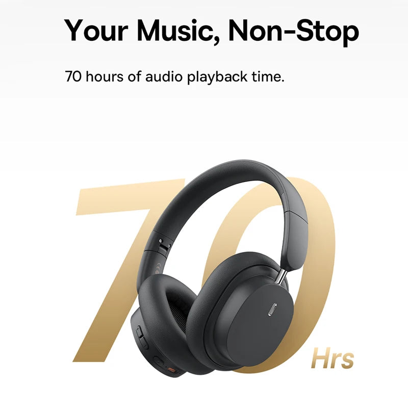 BASEUS Bowie D05 Wireless Headphones – Bluetooth 5.3, 3D Spatial Audio, 40mm Driver, 70H Playtime