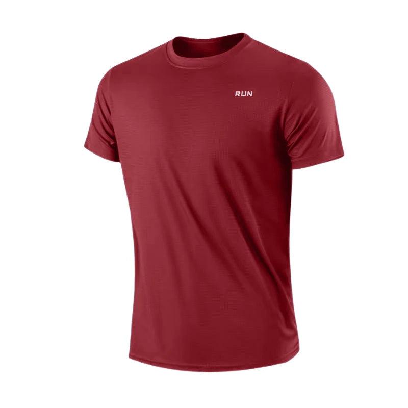 Men's Polyester Quick Dry Gym T-Shirt Short Sleeve Moisture-Wicking Running Training Sports Top