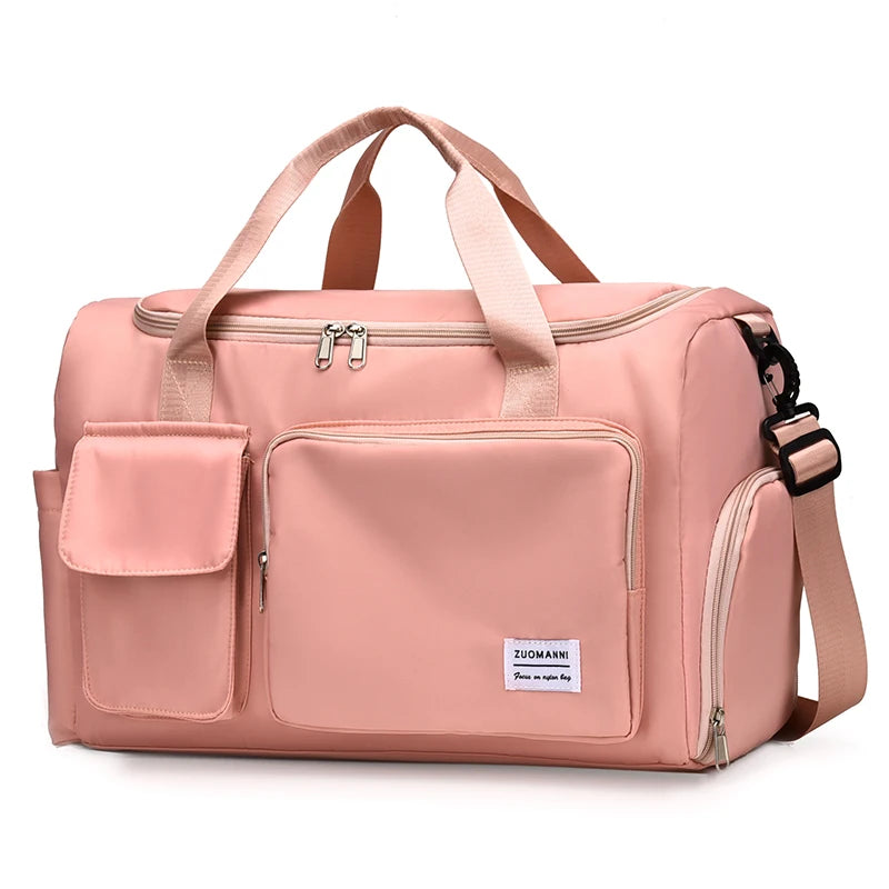 Carry on travel bag large capacity weekender overnight duffle with shoe compartment for women