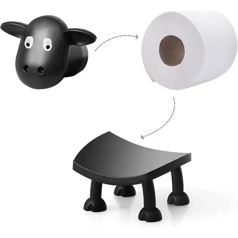 Cute Sheep Toilet Paper Holder Stand Cartoon Animal Bathroom Decor Non-Slip Space Saving Design