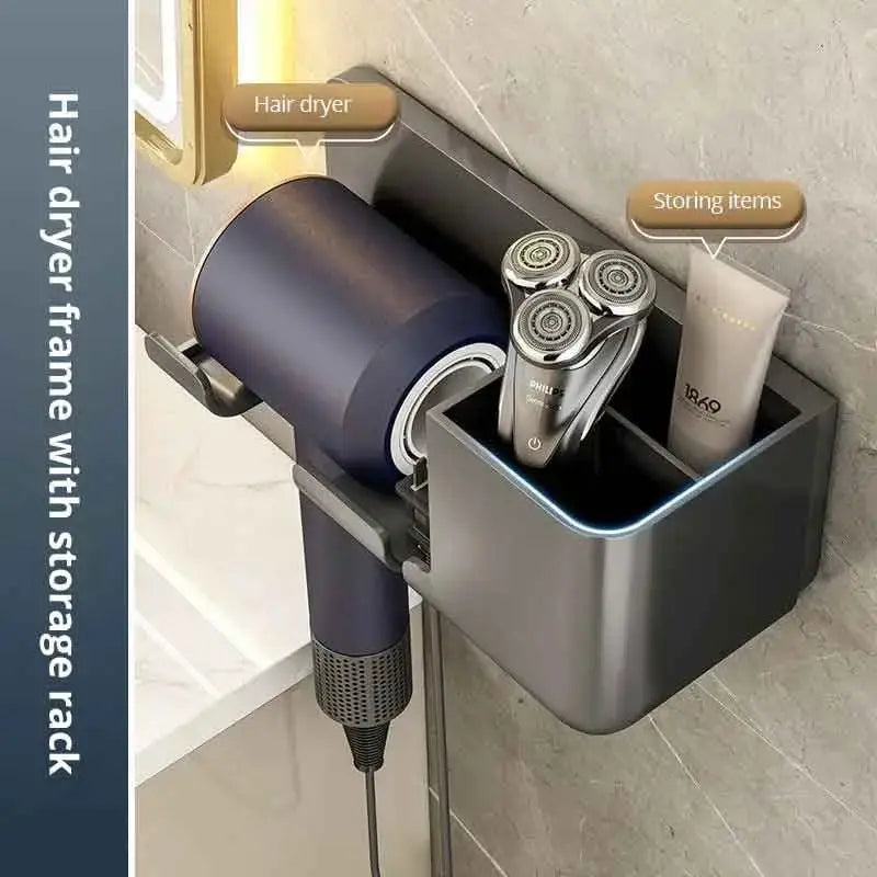 1PC Hair Dryer Storage Rack – Wall Mounted, No-Drill Bathroom Organizer