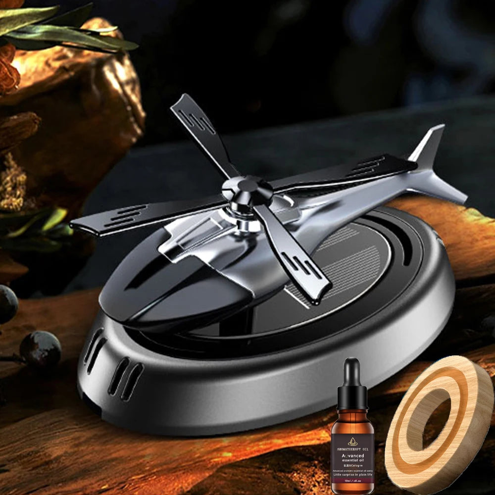 Solar Powered Helicopter Car Air Freshener – Aromatherapy Fragrance Diffuser for Fresh Driving