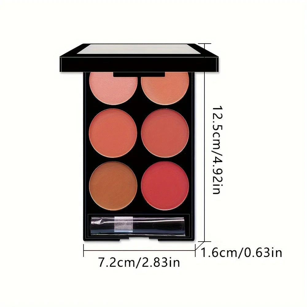 6 Colour Blush and Contour All in One Makeup Palette with Matte and Pearlescent Finish Powder Set