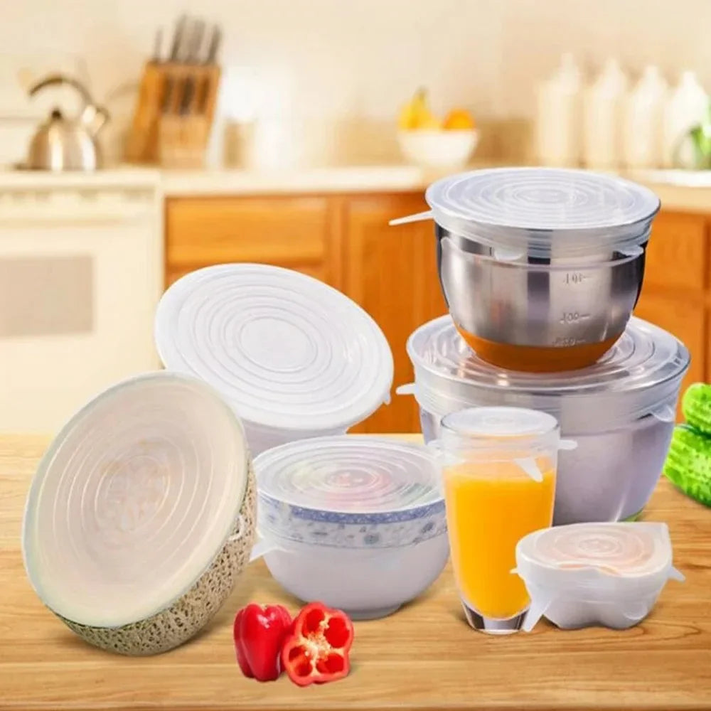 6PCS Adjustable Silicone Food Covers | Reusable Airtight Stretch Lids