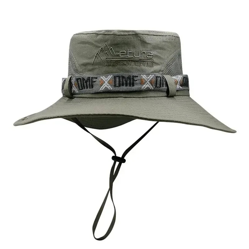 Outdoor UV Protection Wide Brim Bucket Hat for Men – Breathable Safari Hiking Fishing Beach Cap