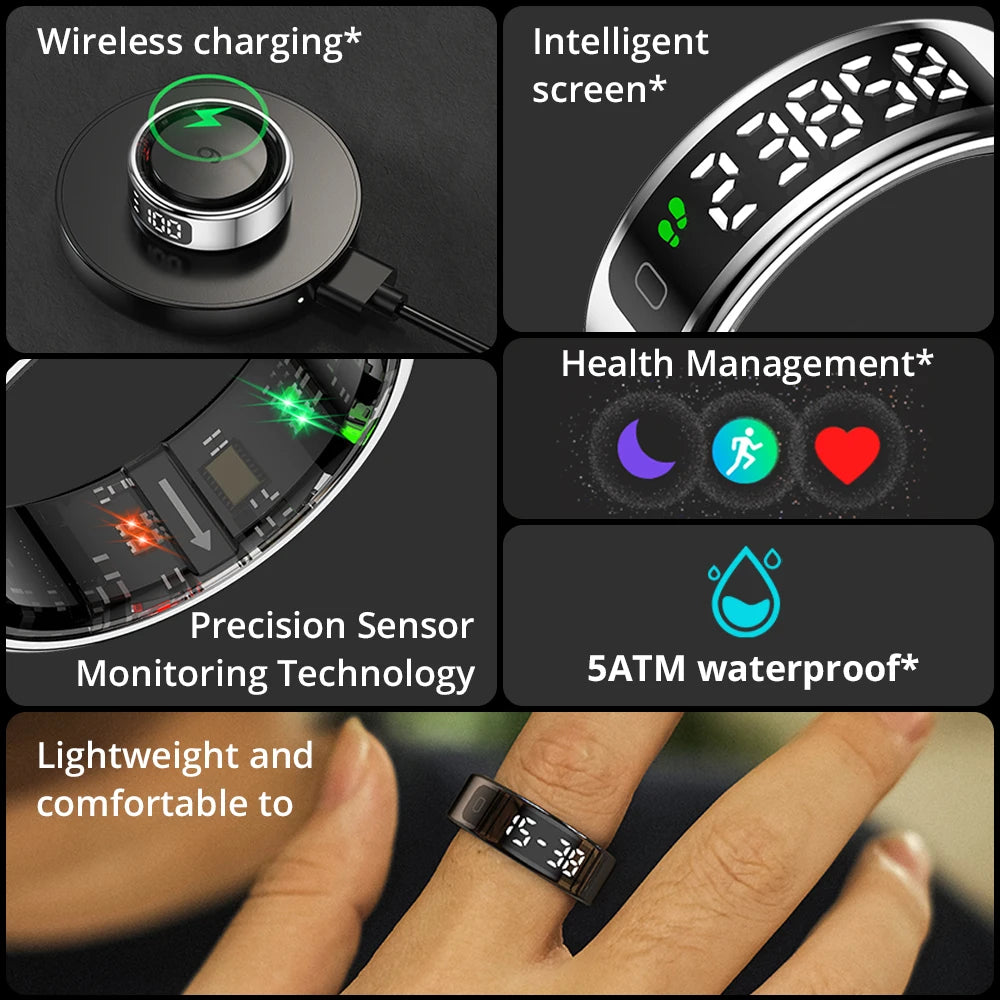 COLMI R12 Smart Ring with Touch Display, Health Tracking, Wireless Charging & 5ATM Waterproof