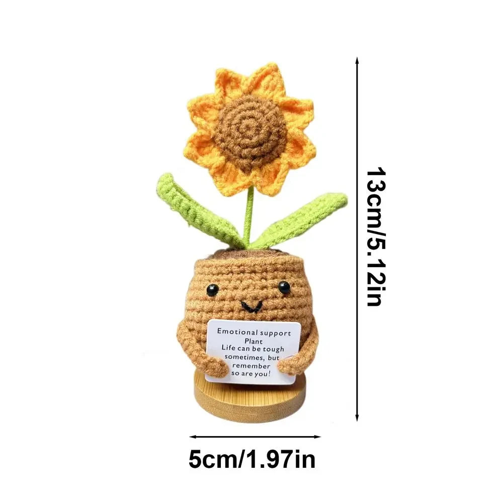 Positive Energy Heart Flower Hand-Woven Knitted Doll for Home Décor, Desk Ornament & Gifts