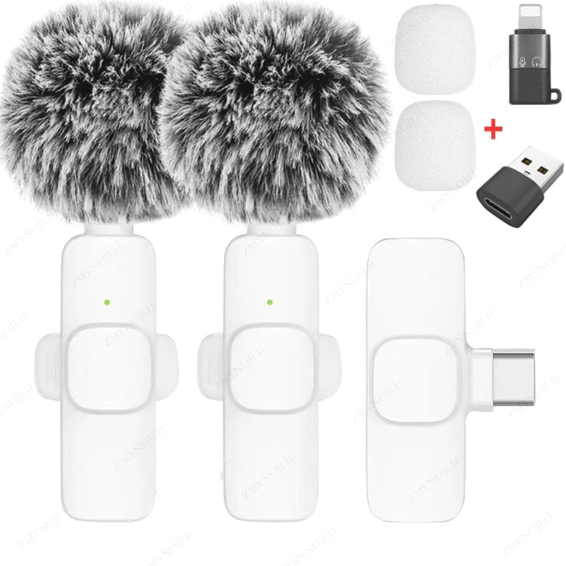 Wireless Lavalier Microphone Portable Mini Clip-On Mic for iPhone Android PC Camera Live Streaming